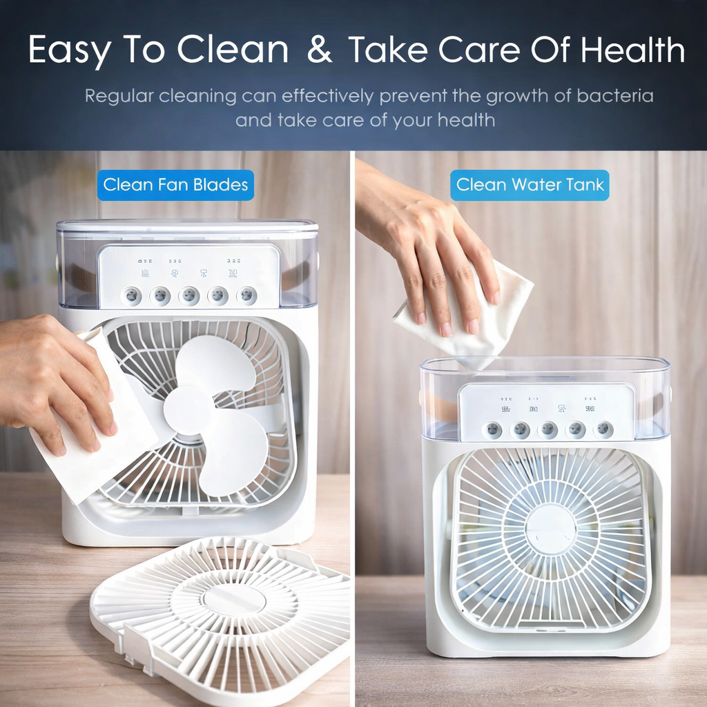 Portable Air Cooler Fan with 7-Color Light – Personal AC Fan