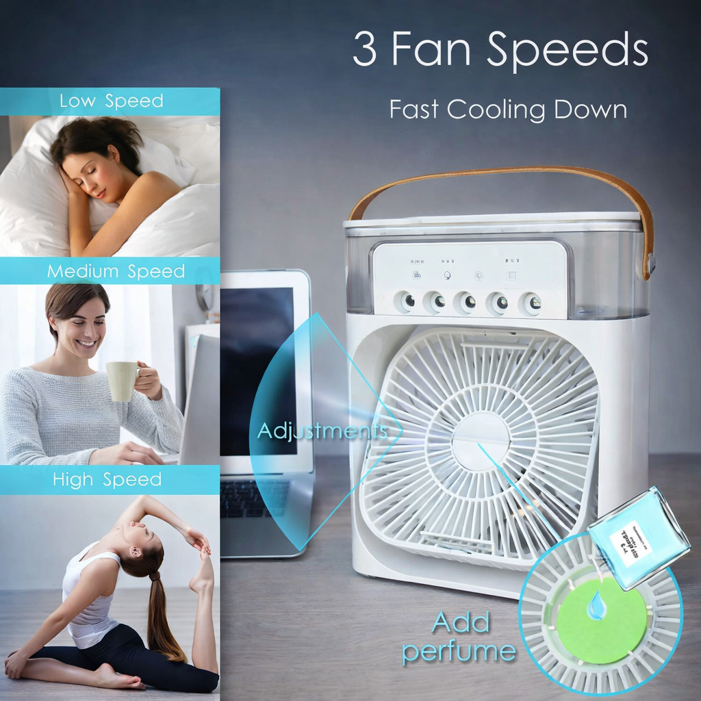 Portable Air Cooler Fan with 7-Color Light – Personal AC Fan