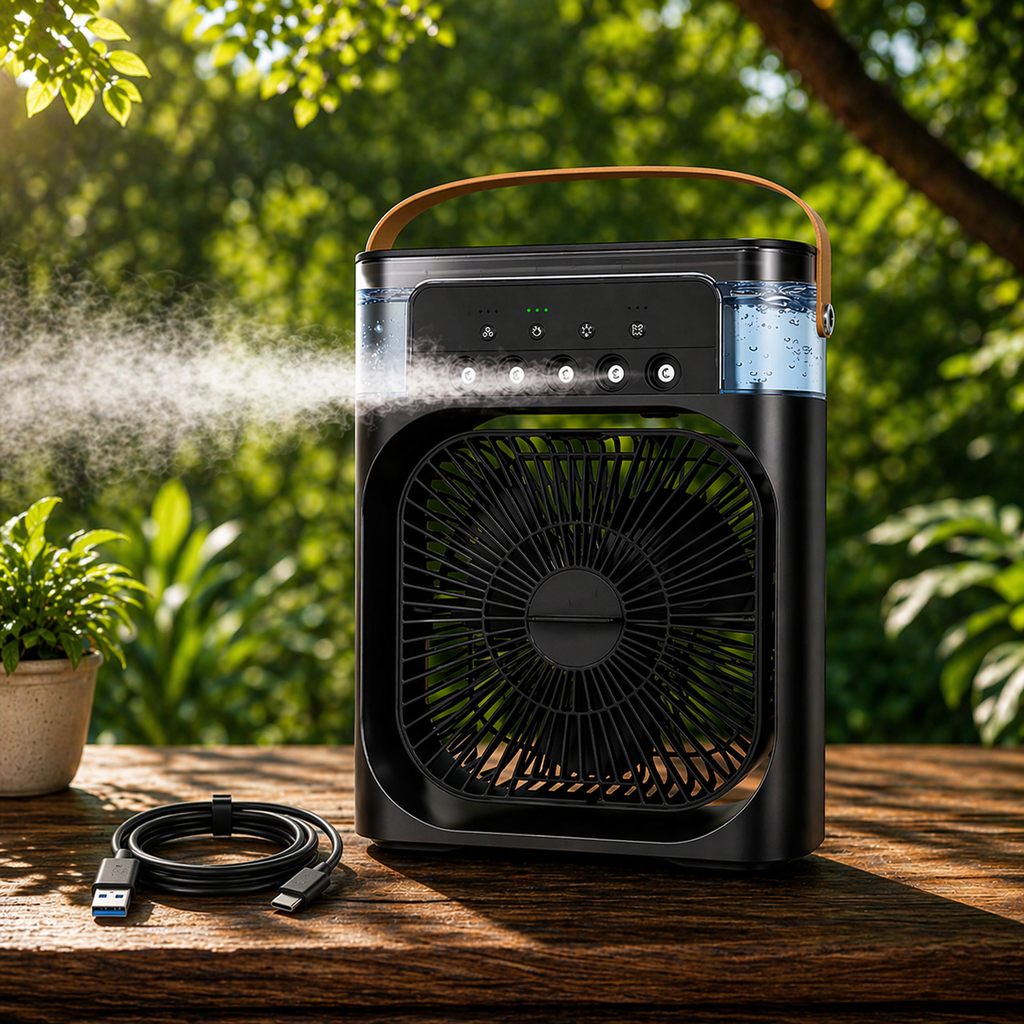 Portable Air Cooler Fan with 7-Color Light – Personal AC Fan