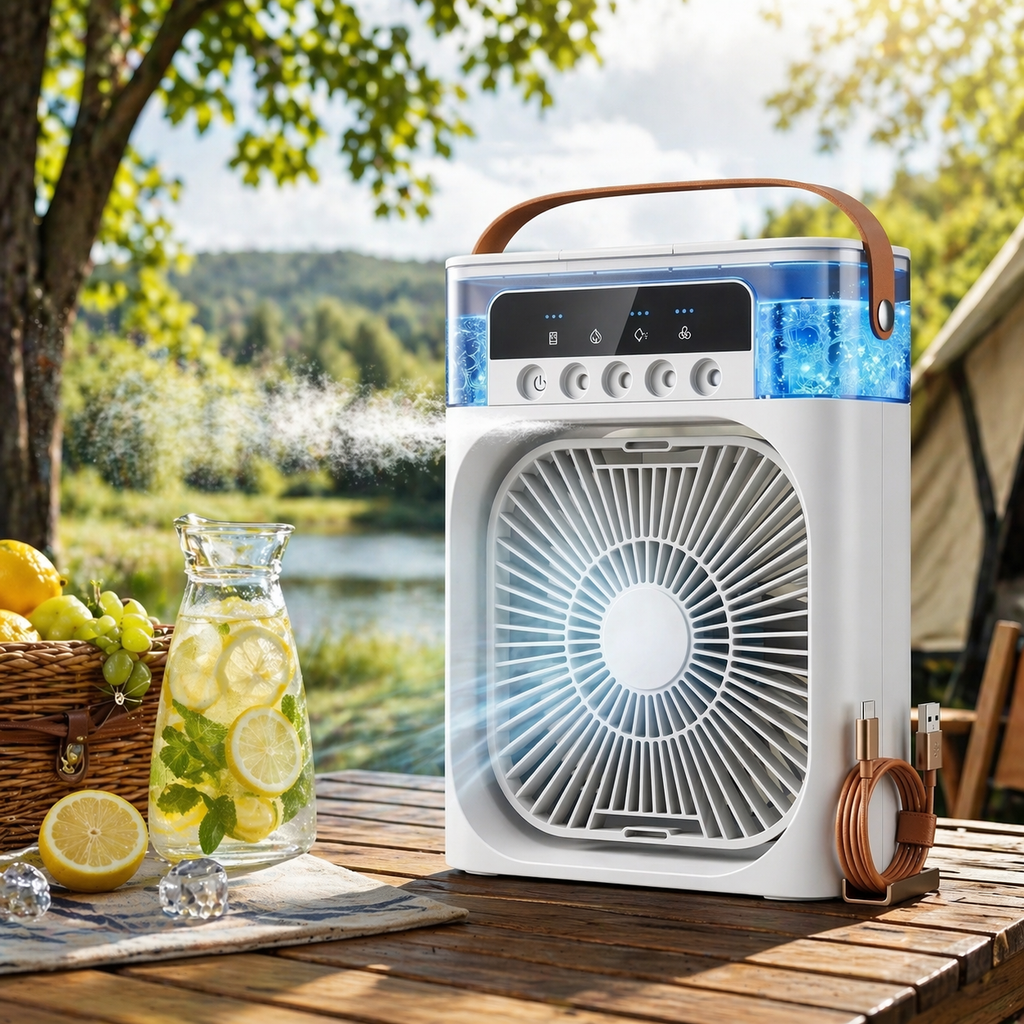 Portable Air Cooler Fan with 7-Color Light – Personal AC Fan