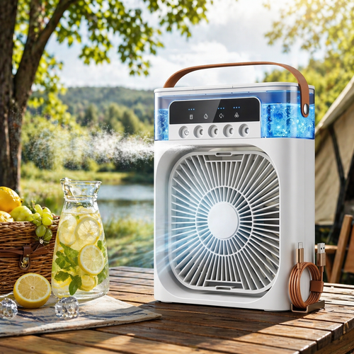 Portable Air Cooler Fan with 7-Color Light – Personal AC Fan