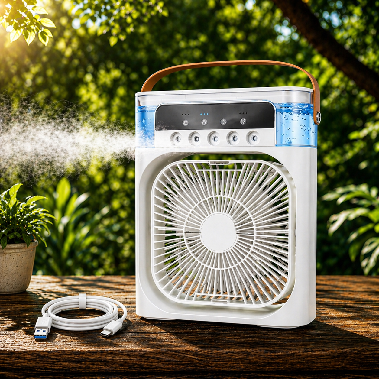 Portable Air Cooler Fan with 7-Color Light – Personal AC Fan