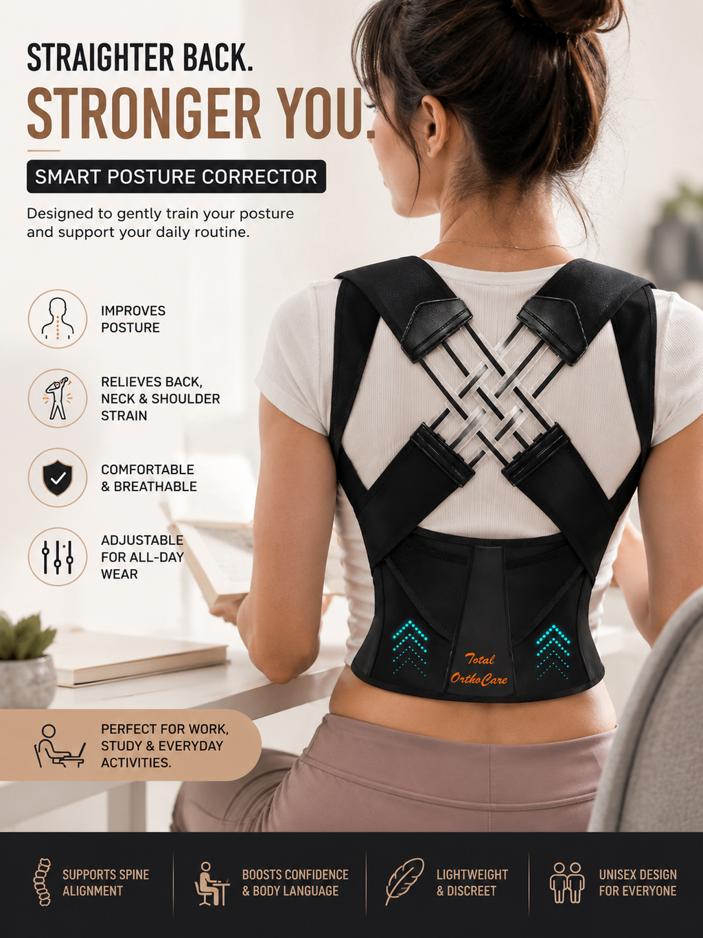 Posture Corrector Free Size Designed to provide exceptional Back Straight And Shoulder Support Belt