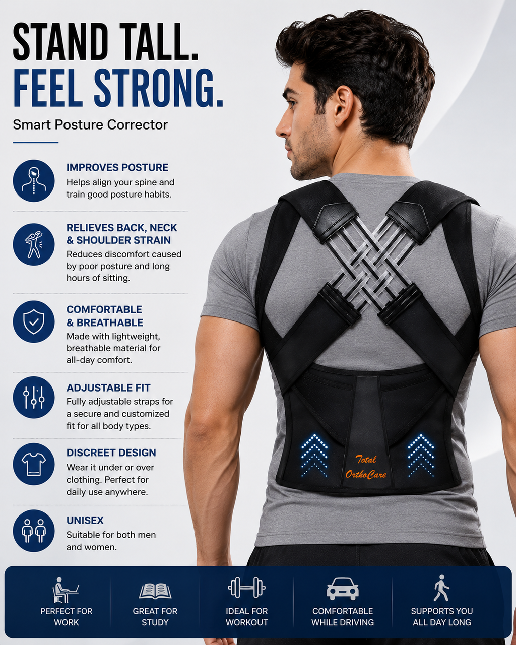 Posture Corrector Free Size Designed to provide exceptional Back Straight And Shoulder Support Belt