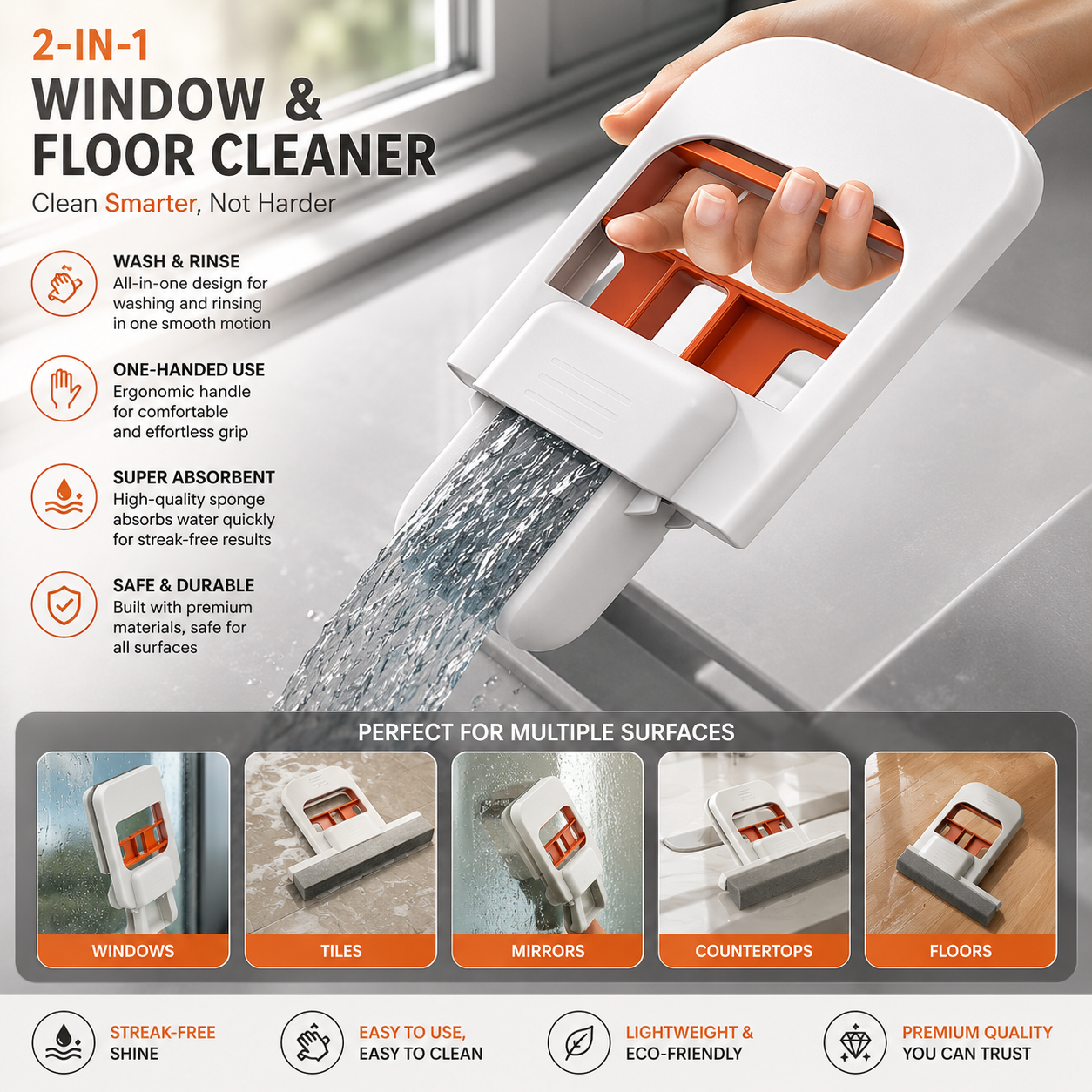 Mini Foldable Sponge Mop, Self-Squeeze Desktop Mop for Small Spaces, Wet & Dry Portable Cleaning Tool for Kitchen Countertops