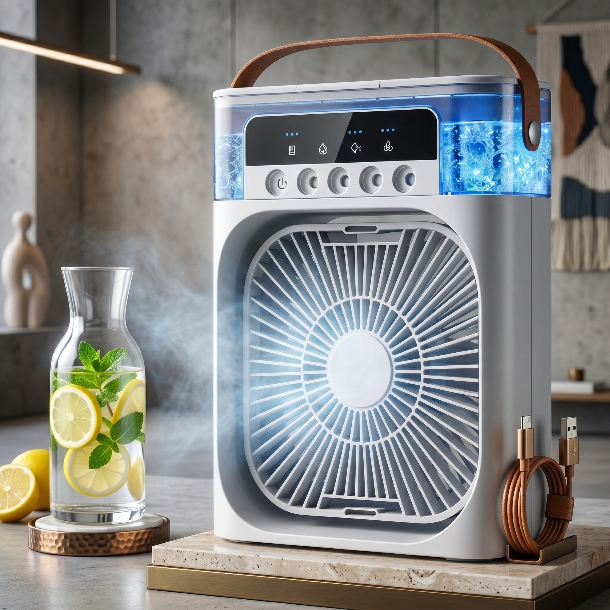 Portable Air Cooler Fan with 7-Color Light – Personal AC Fan